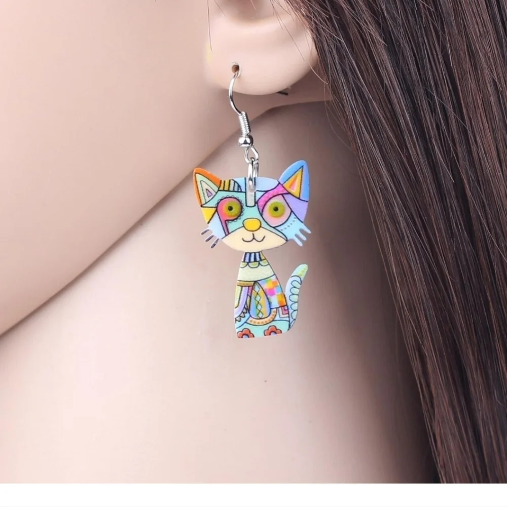 Colorful Cat Earrings